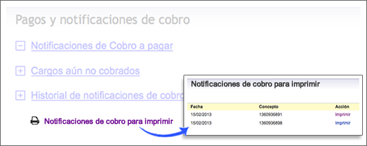 Notificaciones de cobro para imprimir